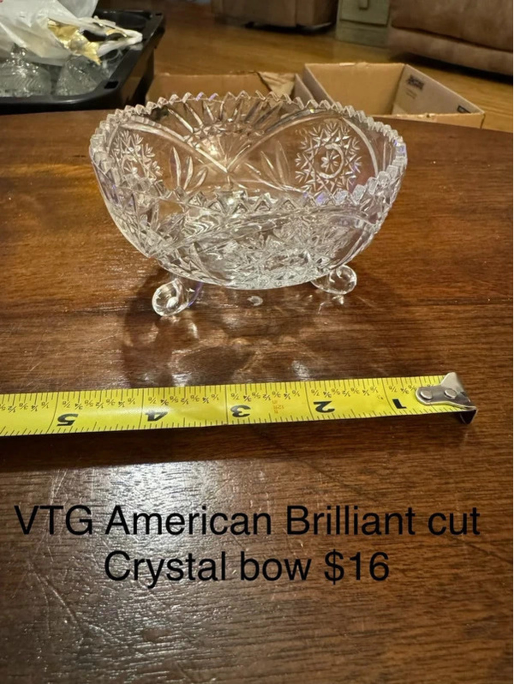 Antique American Brilliant Period Crystal cut pedestal bowl